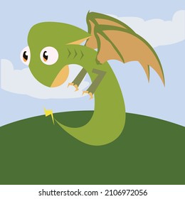 green dragon that has wings and the power of lightning