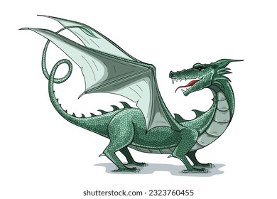Green dragon vector cartoon illustration