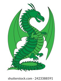 Green dragon.  Vector cartoon illustration. Chinese New Year symbol.