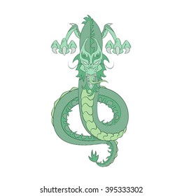 Green dragon, vector illustration