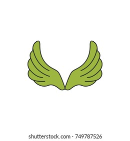 Green dragon wing cartoon icon for your design labels wing graphic and vector illustration