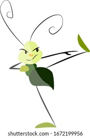 Green dragonfly, illustration, vector on white background.