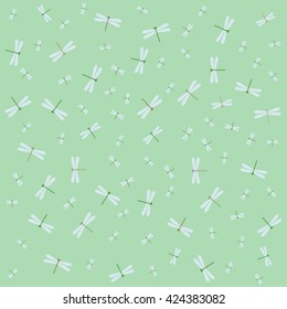 Green dragonfly pattern. Kids texture.
