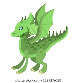 Green dragon,symbol of the year 2024,isolated on a white background Vector illustration of a cartoon dragon.