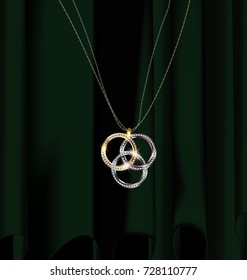 green drape and jewelry pendant rings