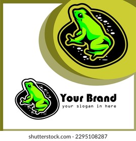 green drawing art frog patch at wall logo design inspiration