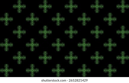 desenho verde louis estrela cruz repetir padrão em fundo preto, imagem padrão repleta projetada para impressão de tecido mais grade de sinal