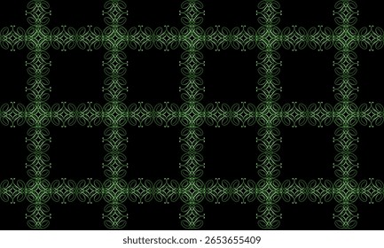 desenho verde louis estrela cruz grade bloco repetir padrão em fundo preto, imagem padrão repleta projetado para impressão de tecido mais grade de sinal