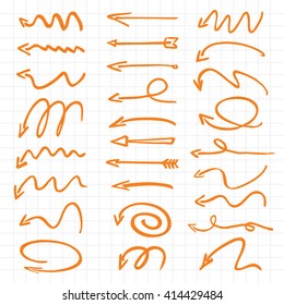Green Drawn Arrows. Vector Illustration.