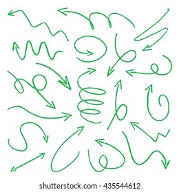 Flechas verdes. Ilustración vectorial.