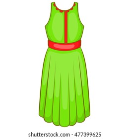 Green dress icon in cartoon style isolated on white background