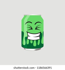 Green drink can with expression, vector illustration