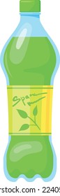 Green drink plastic bottle. Cartoon beverage icon isolated on white background