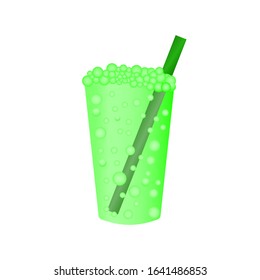 Green drink and straws on a white background, vector