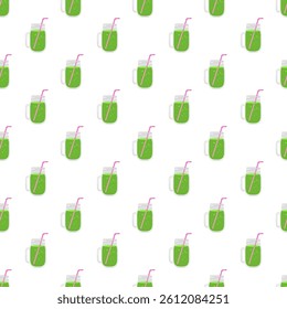 Green drinks in colorful glasses