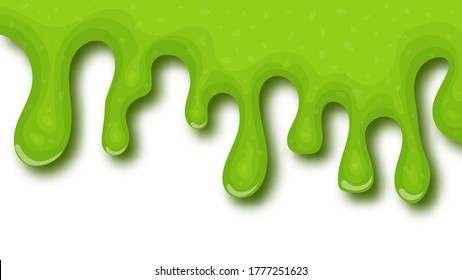 Green dripping liquid slime on white background. Vector illustration