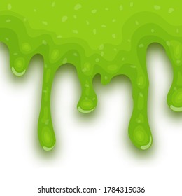 Green dripping liquid slime on white background. Vector illustration