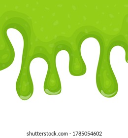 Green dripping liquid slime on white background. Vector illustration