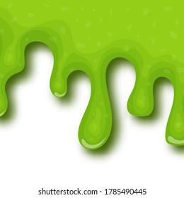 Grüner tropfender flüssiger Schleim auf weißem Hintergrund. Vektorgrafik