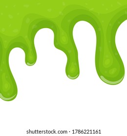 Green dripping liquid slime on white background. Vector illustration