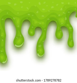 Green dripping liquid slime on white background. Vector illustration
