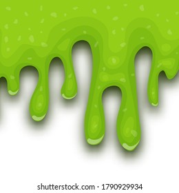 Green dripping liquid slime on white background. Vector illustration