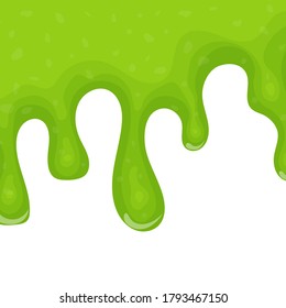 Green dripping liquid slime on white background. Vector illustration