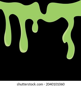 Green dripping liquid slime on white background. Vector illustration

