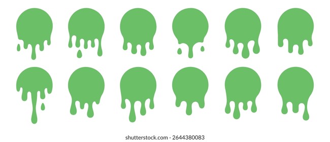 Green Dripping Paint Splatter Collection Design Elements for Branding and Decoration