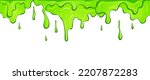 Green dripping paint. Vector dripping liquid isolated on white. Colored slime flowing down. Leaking paint abstract blob