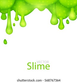 Green Dripping Slime Abstract Background.  Melted 3D Paint Drips and Flowing. Green Syrup Spill. Vector illustration.