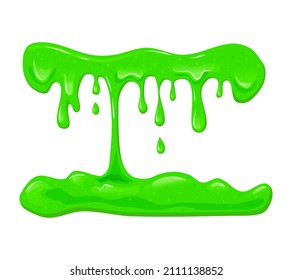 Green dripping slime background. Viscous liquid spill. Vector cartoon illustration.