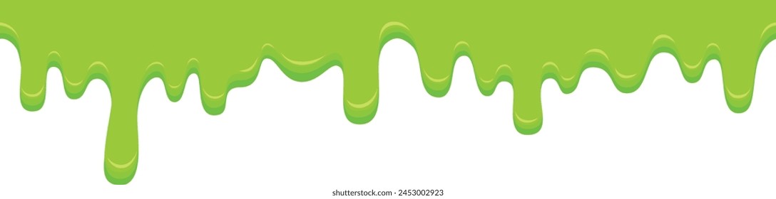 Green dripping slime. Isolated seamless border of jelly. Vector illustration