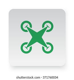 Green Drone Quadcopter icon on white app button