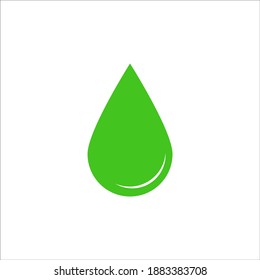 Green drop icon on white background, vector illustration