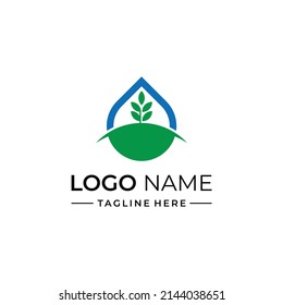 green drop logo design template elements