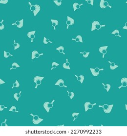 Green Drop and magnifying glass icon isolated seamless pattern on green background.  Vector