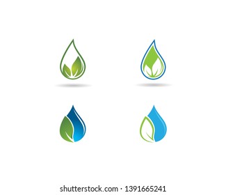 Green drop vector icon illustration