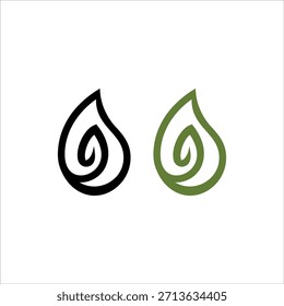 Símbolo de iconos de vector de adorno de hoja de gotita verde. La primavera deja símbolos de ecología. Ilustración vectorial EPS.8 