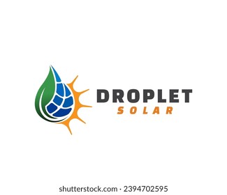 green droplet solar power panel logo icon symbol design template illustration inspiration
