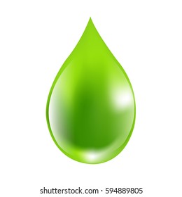 Green Drops With Gradient Mesh, Vector Illustration