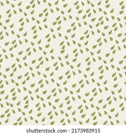 Green drops seamless pattern in doodle style
