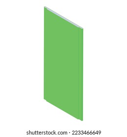 Vector isométrico del icono verde de la pared seca. Construcción de muros. Plasador de la casa