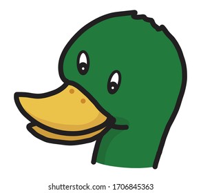 green duck / cartoon vector and illustration, hand drawn style, isolated on white background.