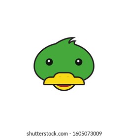 green duck face logo design template. duck head vector illustration.