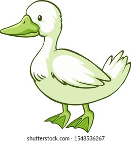 Pato verde en ilustración de fondo blanco