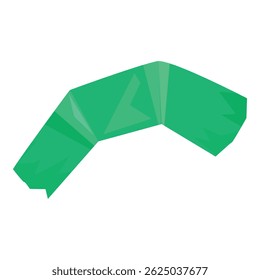 Green duct tape strip torn off at an angle pointing upwards to the right