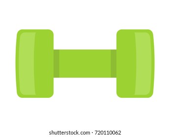 Green dumbbell, flat style vector illustration.