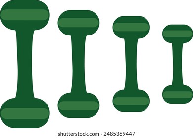 Green dumbbells vector. Gym equipment flat illustration.