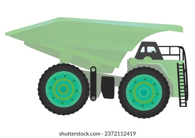 Green dump truck. vector illustration